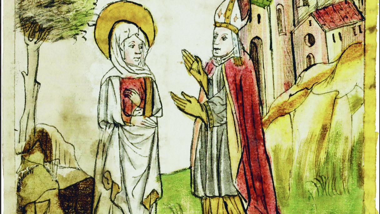 Die Heilige Wiborada im Gespräch mit dem Bischof von Konstanz