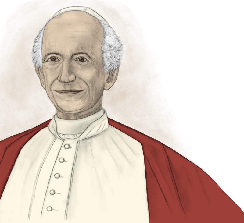 Porträtzeichnung von Papst Leo XIII.